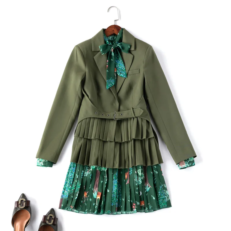 Подиумное платье + высококачесвенный Блейзер 2019 Осенняя новая женская мода на