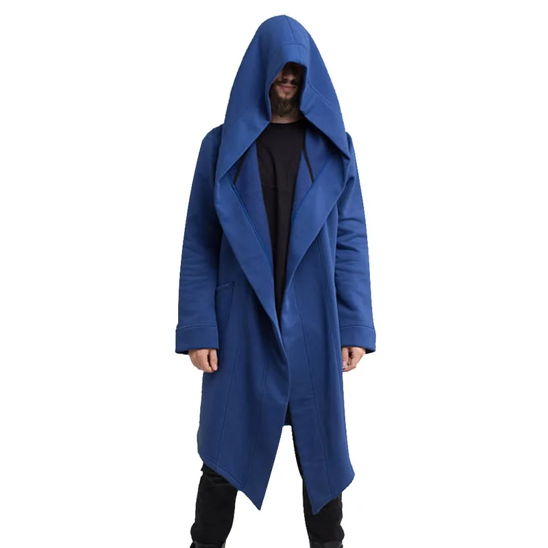 blue Pui men tiua, мужские толстовки с капюшоном, черные толстовки в стиле хип-хоп, мантия, модная куртка, плащ с длинными рукавами, мужские пальто, верхняя одежда - Цвет: blue