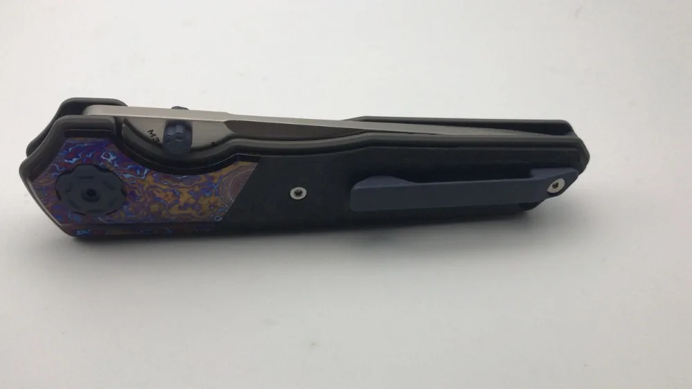 Maxace PAN Титан углеродное волокно Дамасская инкрустация M390 атласное лезвие подшипник Тактический Походный нож