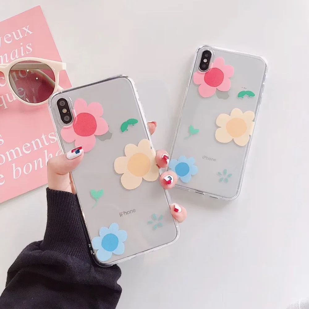 Милый цветочный корейский стиль чехол для телефона iPhone X XSMax XR 8 7 6 s Plus ультра