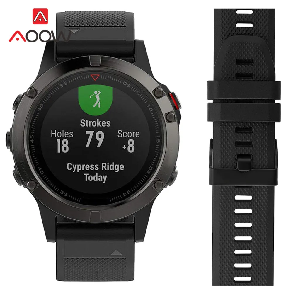 Ремешок силиконовый для Garmin Fenix 5 Plus / Forerunner 935/touchs60 быстросъемный легко
