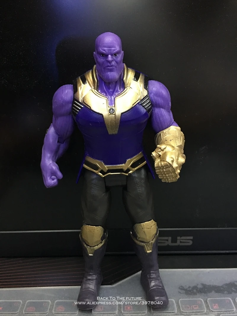 Disney Marvel Avengers 17cm Figure Super Heroes Iron Man Hulk Thanos Flashing Light Chest PVC Action Figures Toys for children | Игрушки и