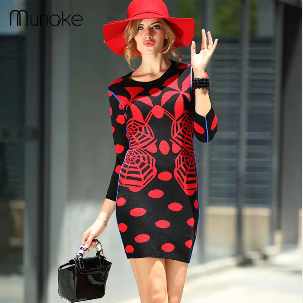 Мода женщин Вскользь Платье Шерсть Вязаный Осень Тонкий Свитер Три Четверти