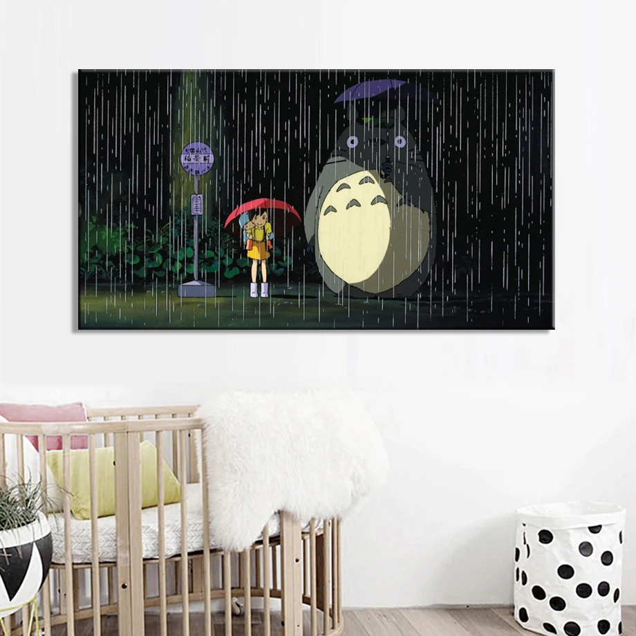 Modern Cartoon Movie Posters and Prints On Canvas Wall Art Painting Miyazaki Hayao Pictures Deocration For Kids Bedroom | Дом и сад
