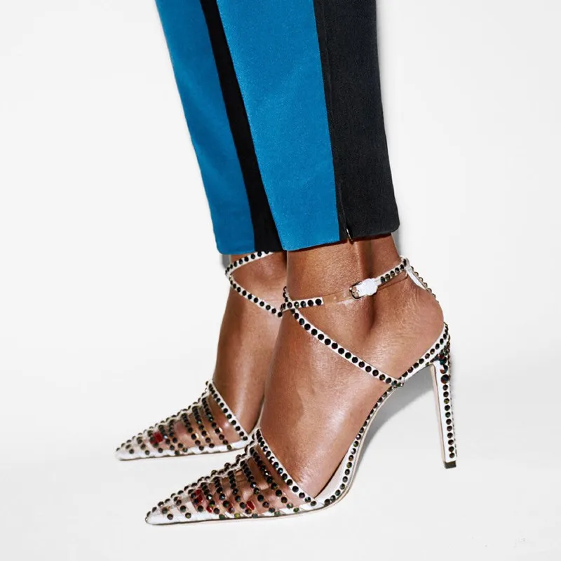 Туфли женские прозрачные из ПВХ с острым носком разных цветов|Боссоножки и