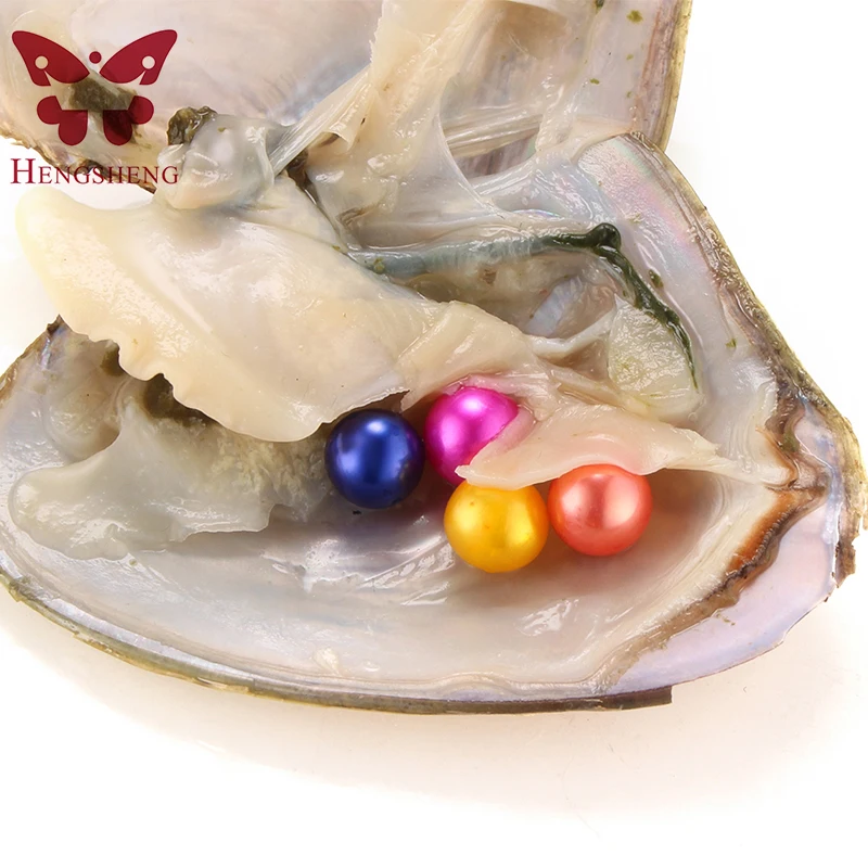 

Wholesale 30pcs near round FOUR pearl in oyster vacuum-packed 6.5-8mm, genuine natural beads for jewelry making