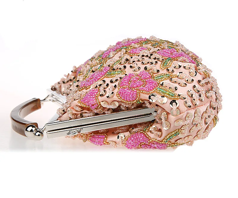 Серебряная китайская женская вечерняя свадебная сумочка с блестками и бисером