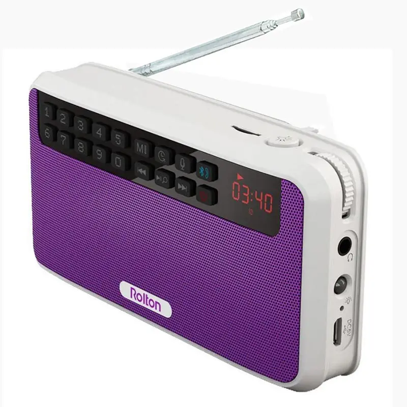 Rolton E500 стерео Bluetooth динамик fm-радио портативный динамик радио Mp3 Воспроизведение звука запись руки бесплатно для телефона и фонарика - Цвет: purple