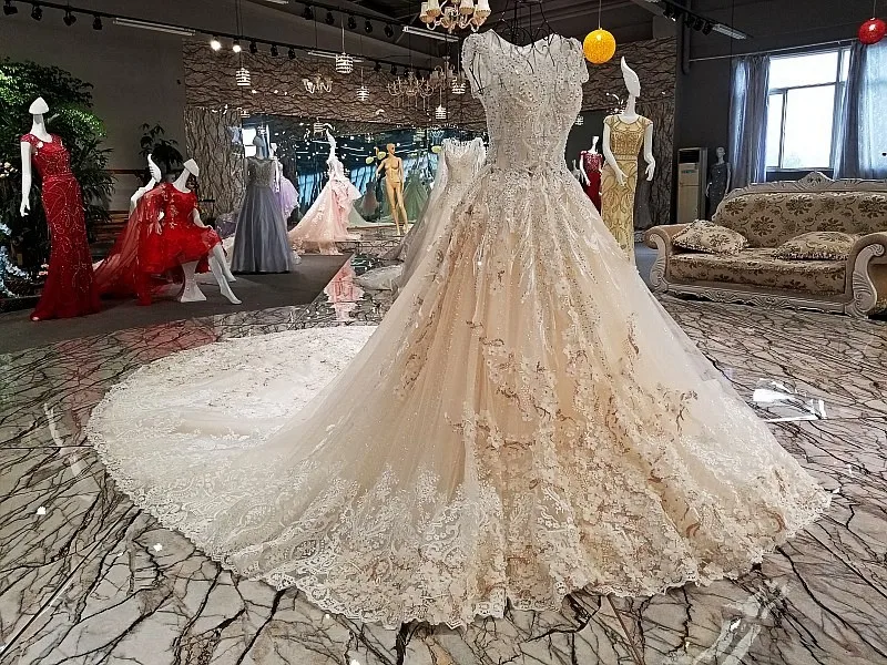 Backlake Vestidos de novia Кружева Цветы свет Шампань с круглым вырезом торжественные платья с блестками за молнией mariage