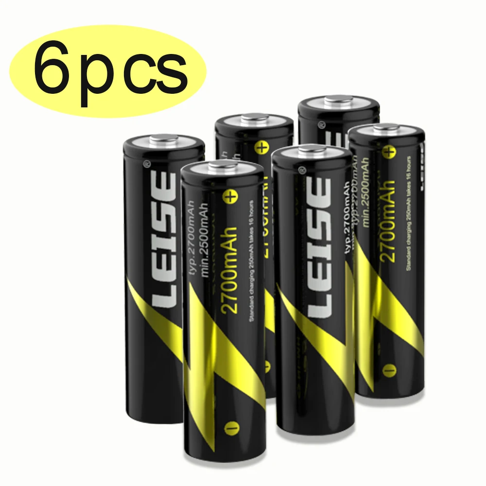 6pcs LEISE AA 2700mah Nimh перезаряжаемая батарея 1,2 v с аккумулятором чехол аккумуляторы 2a Ni-MH для радиоуправляемых игрушек мышь микрофон - Цвет: 6pcs