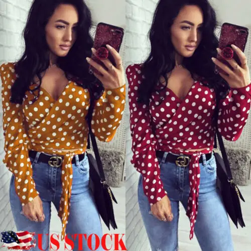 Женская офисная блузка в горошек черная белая красная Свободная с длинным