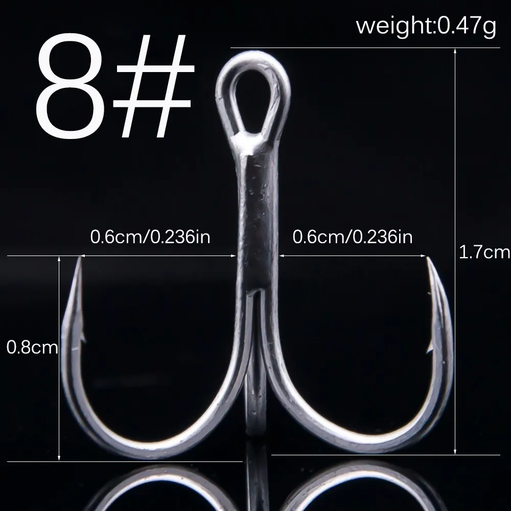 20 шт./лот толстый тройной крючок сильный тяга 1#2#4#6#8#10#12# Высокоуглеродистая сталь круглый сложенный тройной рыболовные Крючки ВЛАДЕЛЕЦ - Цвет: 8