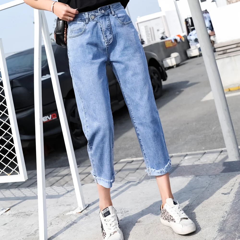 Женские Оригинальные свободные прямые брюки султанки с завышенной талией и