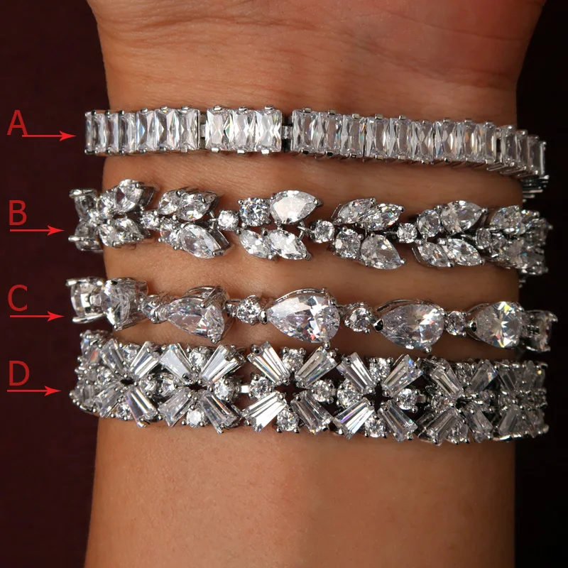 Роскошный циркониевый браслет Модный классический модный с прозрачными