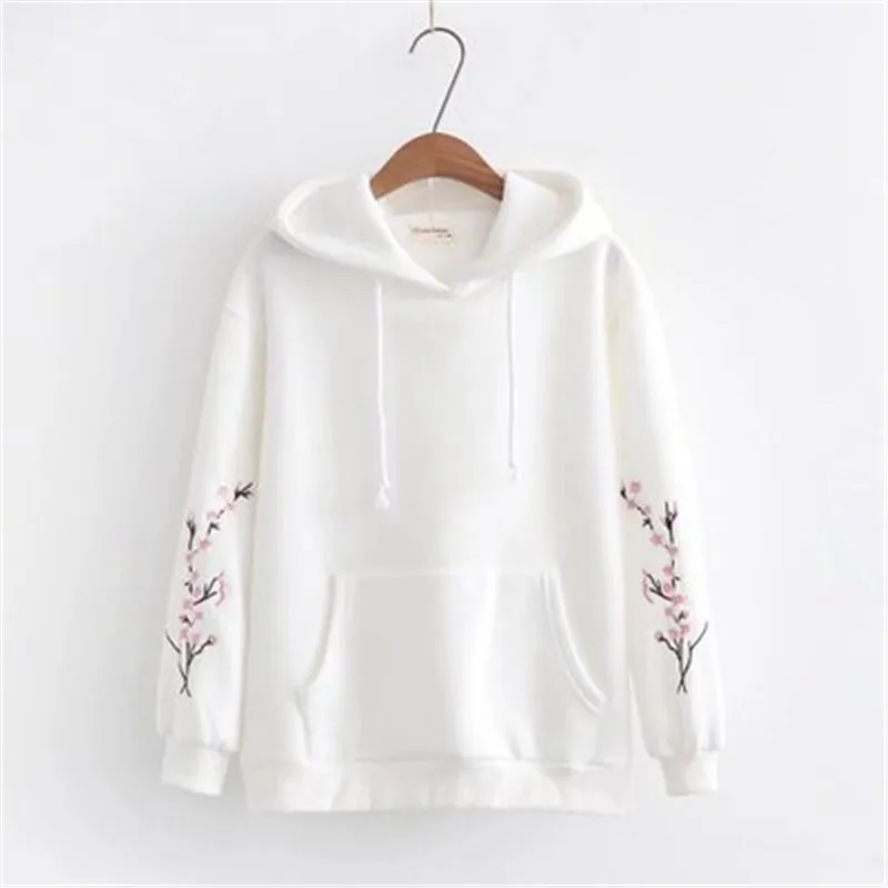 sudaderas mujer японский весенний зимний bts свитер женский с вышитыми цветами и буквами пуловер с капюшоном D437