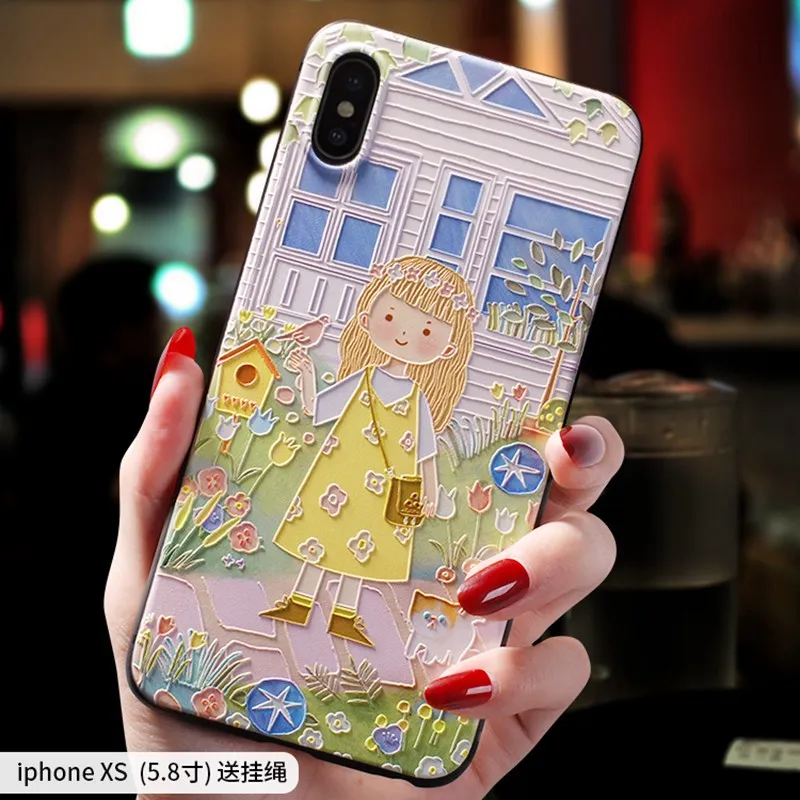 X милый чехол с рельефным рисунком для маленьких девочек Iphone XS MAX XR iphone 6 6s 7 8 plus |