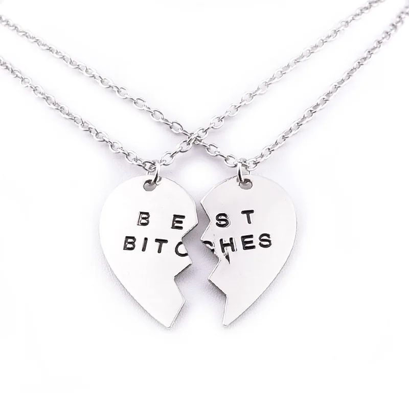 2 silver Новые 3 шт/комплект и 2 шт./компл. комплект брелков Best Bitches кулон Цепочки и ожерелья для Для женщин разбитое сердце BFF "Лучшие друзья" цепи ожерелье - Окраска металла: 2 silver