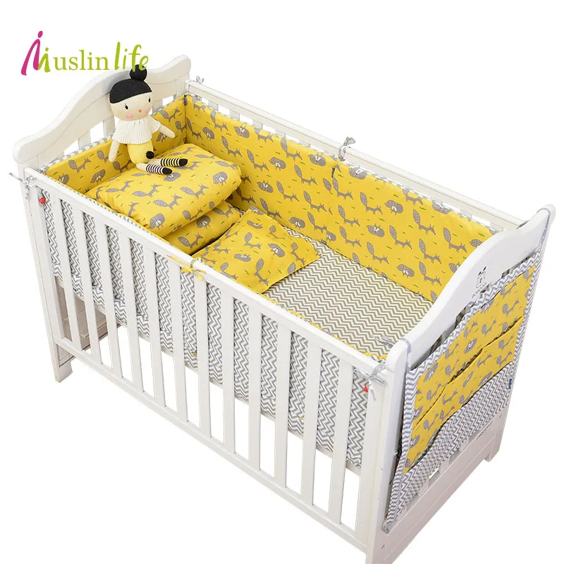 Muslinlife новый модный бампер для детской кроватки с желтой лисой хлопковые защитные