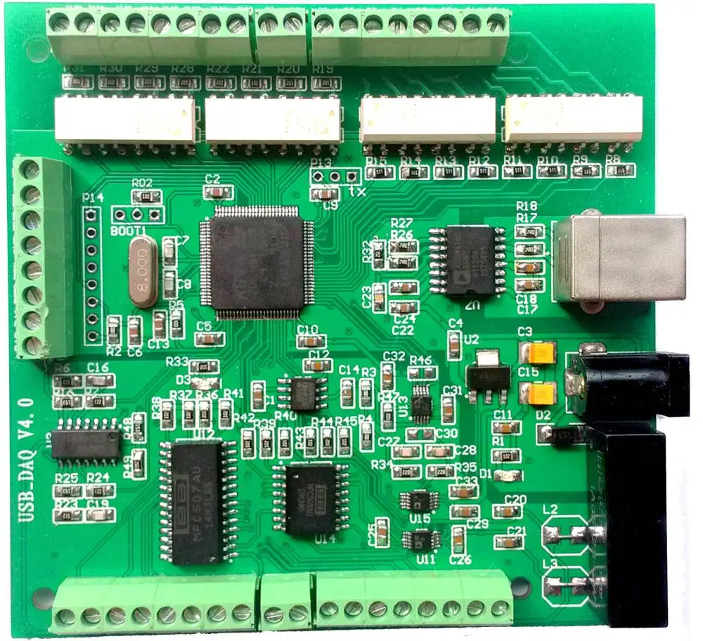 USB DAQ карта сбора данных 16 каналов бит 150Ksps аналоговый вход AD 2DA 8DI/8DO PWM Счетный