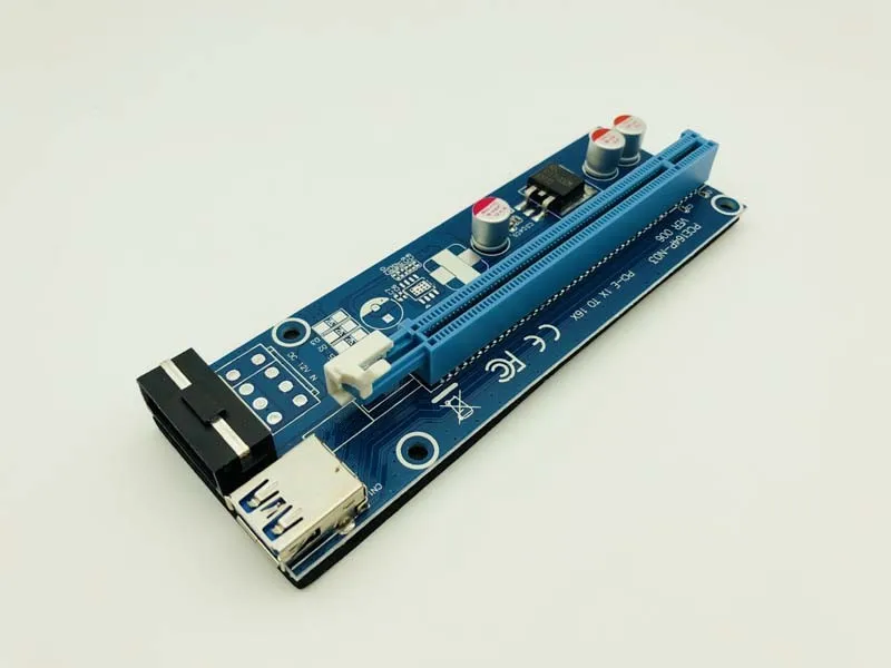 100 шт. VER006 PCI-E Riser Card 006 PCI Express 1X к 16X удлинитель USB 3 0 кабель SATA 4Pin Molex Power для BTC Miner Mining |