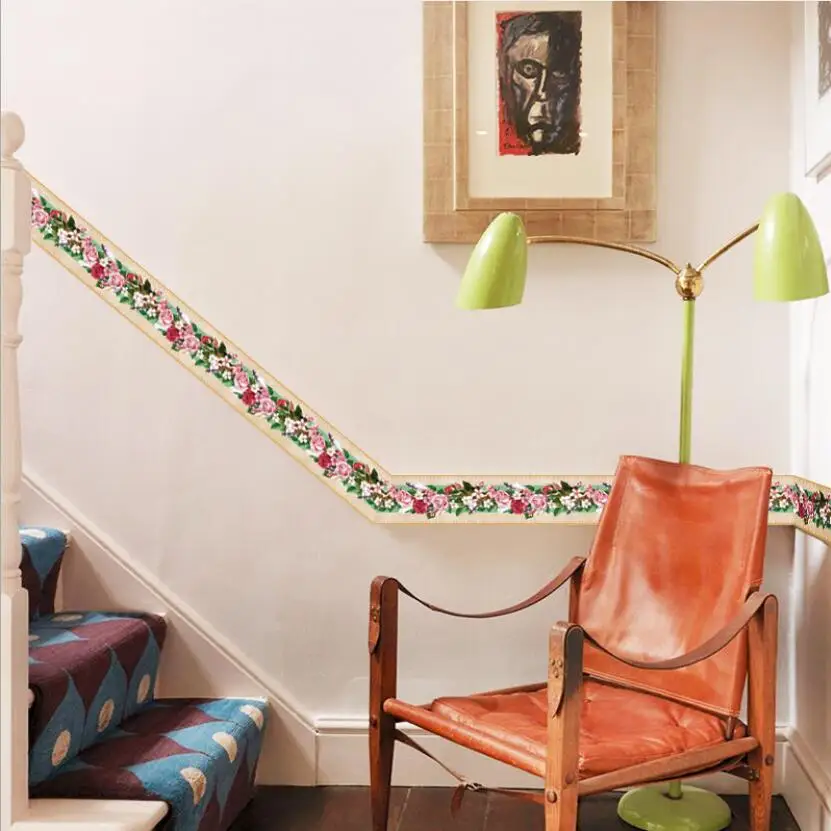 Настенные наклейки в пасторальном стиле с изображением роз стеклянная дверь