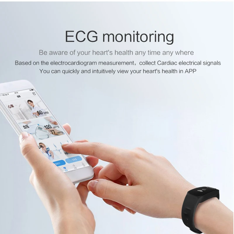 R11 ЭКГ Smart Band 0 96 дюймов Экран сердечного ритма крови Давление монитор сна умный