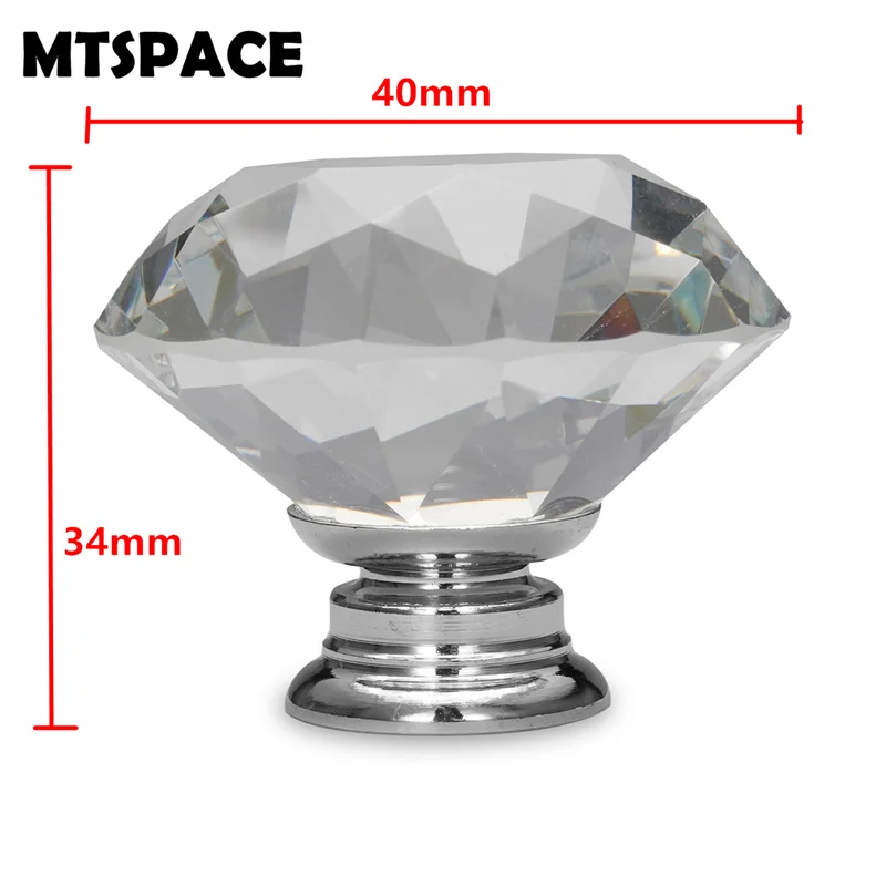 MTSPACE 20 30 40 мм Алмазная форма из прозрачного хрусталя Алмазная огранка дверные ручки для кухонного шкафа ручки для выдвижных ящиков винтовые ручки Фурнитура