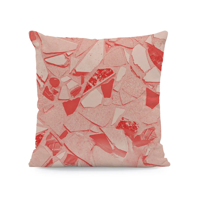 17 Fashion Literary Terrazzo Hug Pillow Stone Shard Stitching Pattern Comfortable Cushion Cover 45Cm Peach Skin Decorative Bedroom - Color: 17