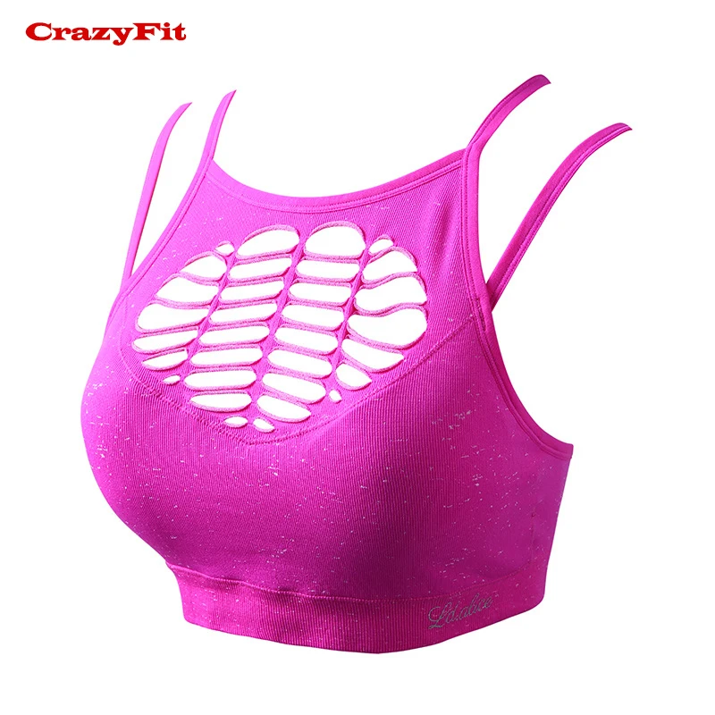 Женский спортивный бюстгальтер CrazyFit черное компрессионное нижнее белье для