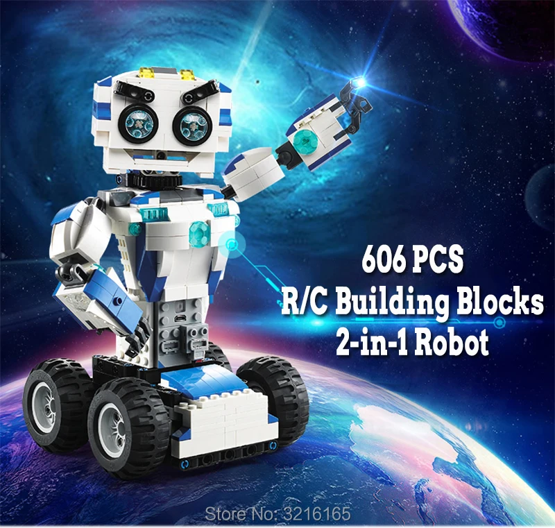 606 шт. DIY 2-в-1 RC строительные блоки игрушки трансформаторов литиевая батарея двигателя Boost творческие кирпичи Совместимость крупных брендов