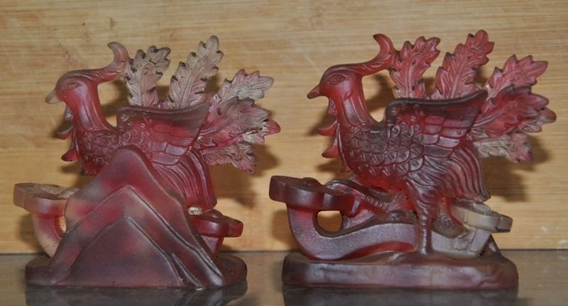 Китай Фэншуй Стекло Цветной глазурью Ручной Резьбой Феникс Повезло Ruyi Статуя