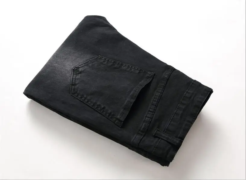 

Men Light Blue Skinny Jeans Pleated Holes Long Jeans Good Quality Men Moto Biker Denim Jean Pants Men Black Slim Jeans Size 38