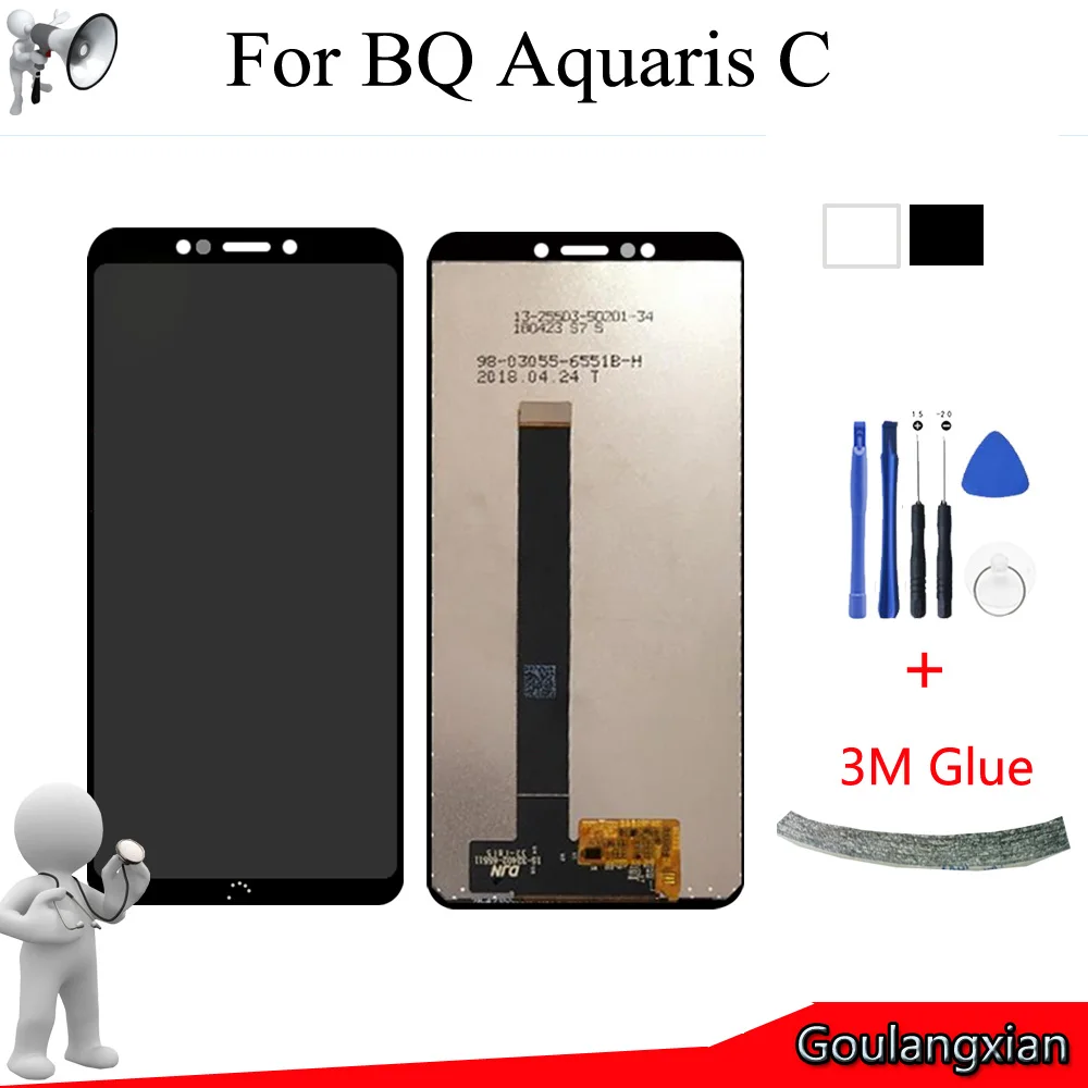 5 45 "AAA качество ЖК дисплей для BQ Aquaris C + сенсорный экран дигитайзер сборка Замена