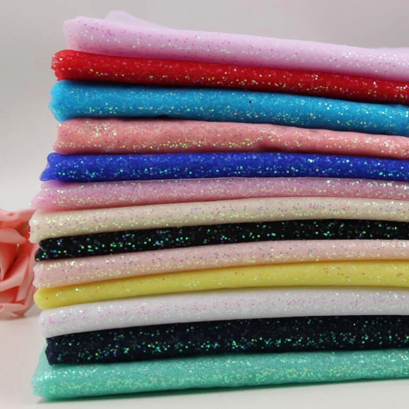 Блестящая сетчатая ткань декоративная с блестящим порошком поставка вечерние