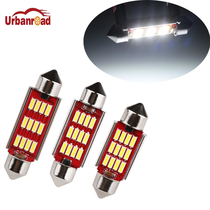 

Urbanroad 4pcs/lot 36mm 39mm 41mm 4014 SMD 12 LED Light Canbus Error Free Interior Festoon Doom Lamp Bulb Pure White DC12-24V