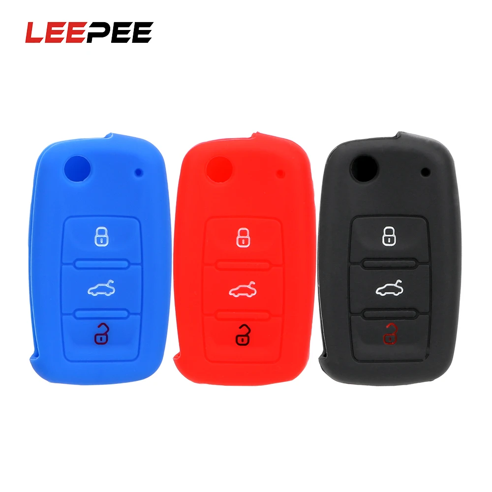 Чехол LEEPEE для автомобильного ключа Сменный с 3 кнопками ключей Volkswagen VW Jetta Golf Passat