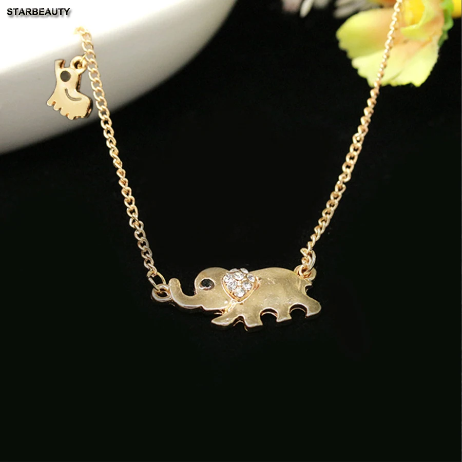 0% промоакция прибыли! Счастливый Слон семейная Прогулка ожерелье золотой цвет