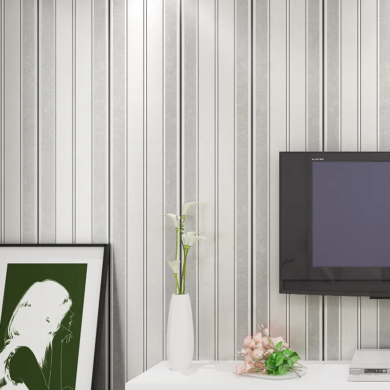 Полосатые обои Cheng Shuo для спальни нетканые фоновые гостиной и телевизора простые