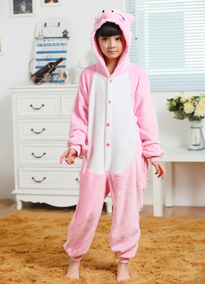 Детские фланелевые пижамы кигуруми с розовой Свинкой детские комбинезоны