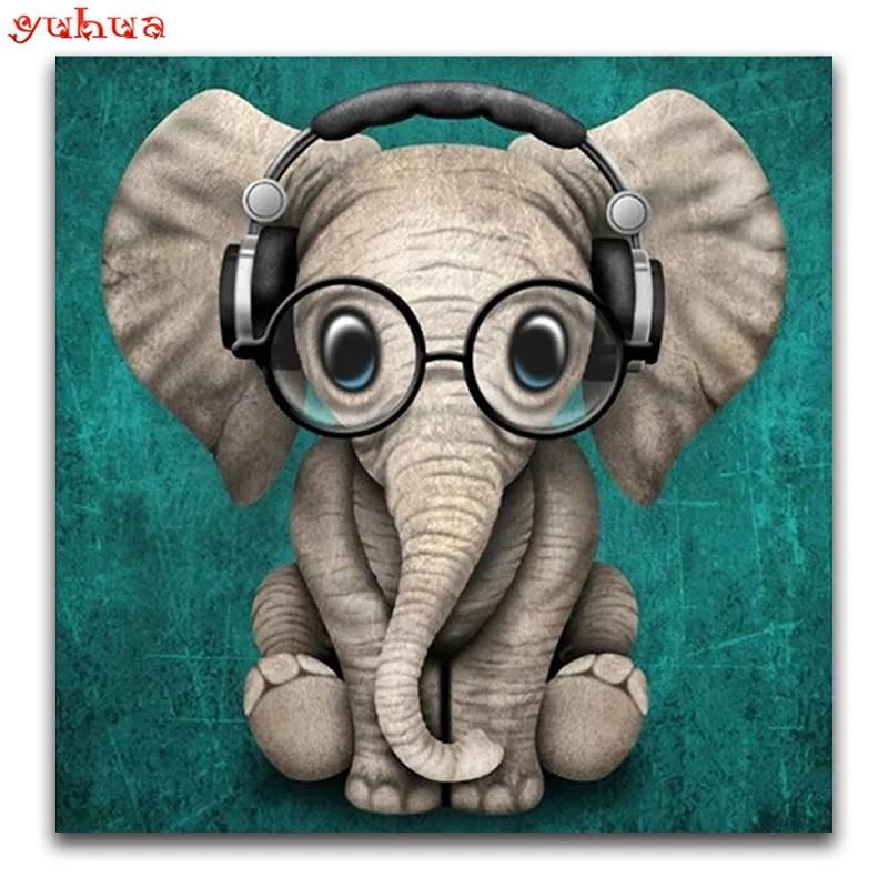 Full Square Diamond painting Cross stitch DIY elephant 3D mosaic glass Round embroidery with | Дом и сад