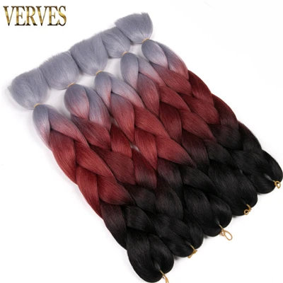 6/613 VERVES плетеные волосы 1 шт. 24 ''большие синтетические косы 100 г/шт., вязанные волосы с эффектом омбре, высокотемпературное волокно для наращивания волос - Цвет: 6/613