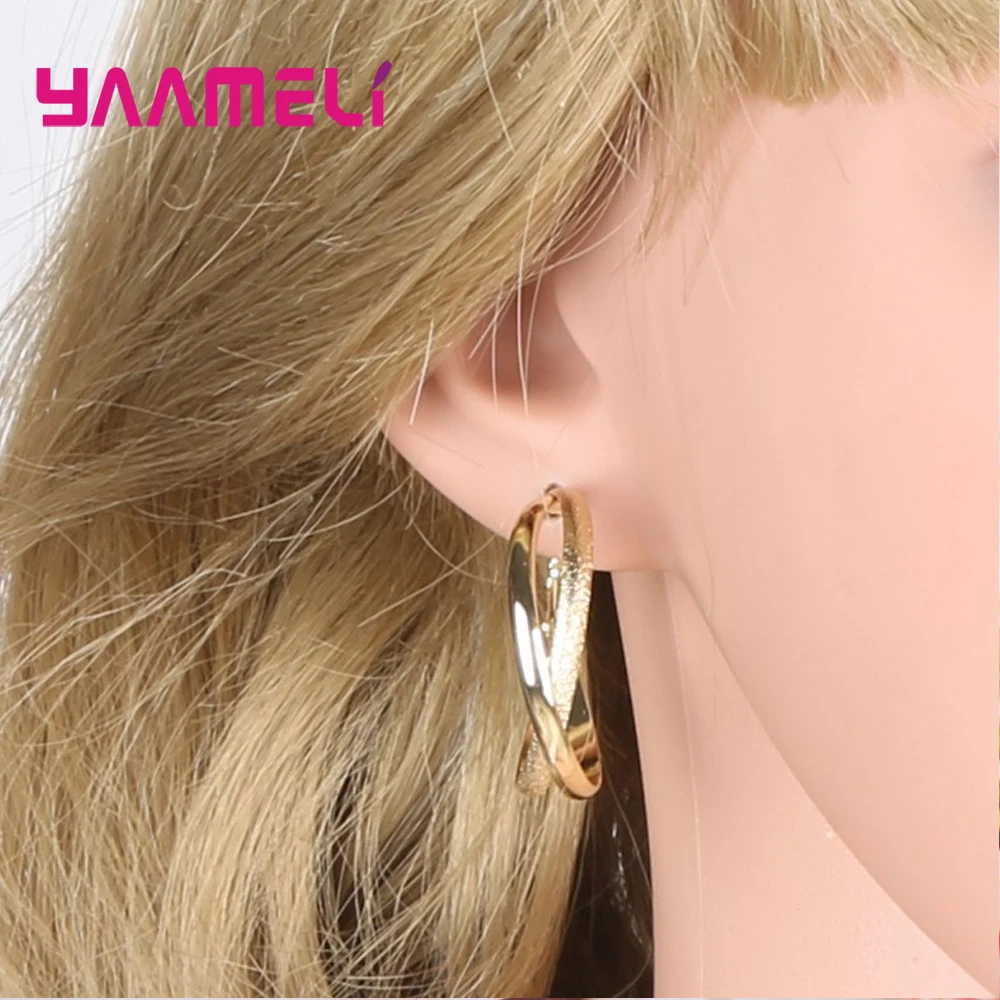 Personality Big Circles 925 Silver Hoop Earrings For Women Fashion Silver&Gold&RosseJewelry Trendy gift | Украшения и