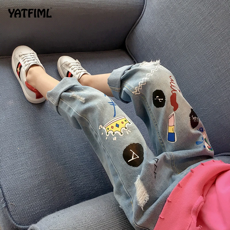 YATFIML/Детские джинсы для девочек эластичные рваные с дырками От 2 до 7 лет|Джинсы| |