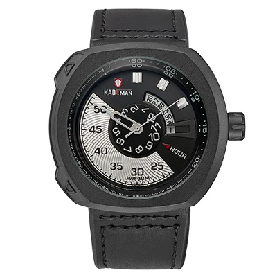 Black Black Gray KADEMAN класса люкс лучший бренд Для Мужчин's кварцевые часы Элегантные Бизнес Стиль наручные часы с кожаным ремешком Водонепроницаемый Relogio Masculino 407 г - Цвет: Black Black Gray