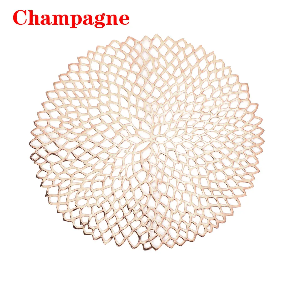 champagne 1 шт. 36 см диаметр полый Круглая изоляционная Нескользящая настольная подставка коврик пвх кухонные чаши подстилки для обеденного стола - Цвет: champagne