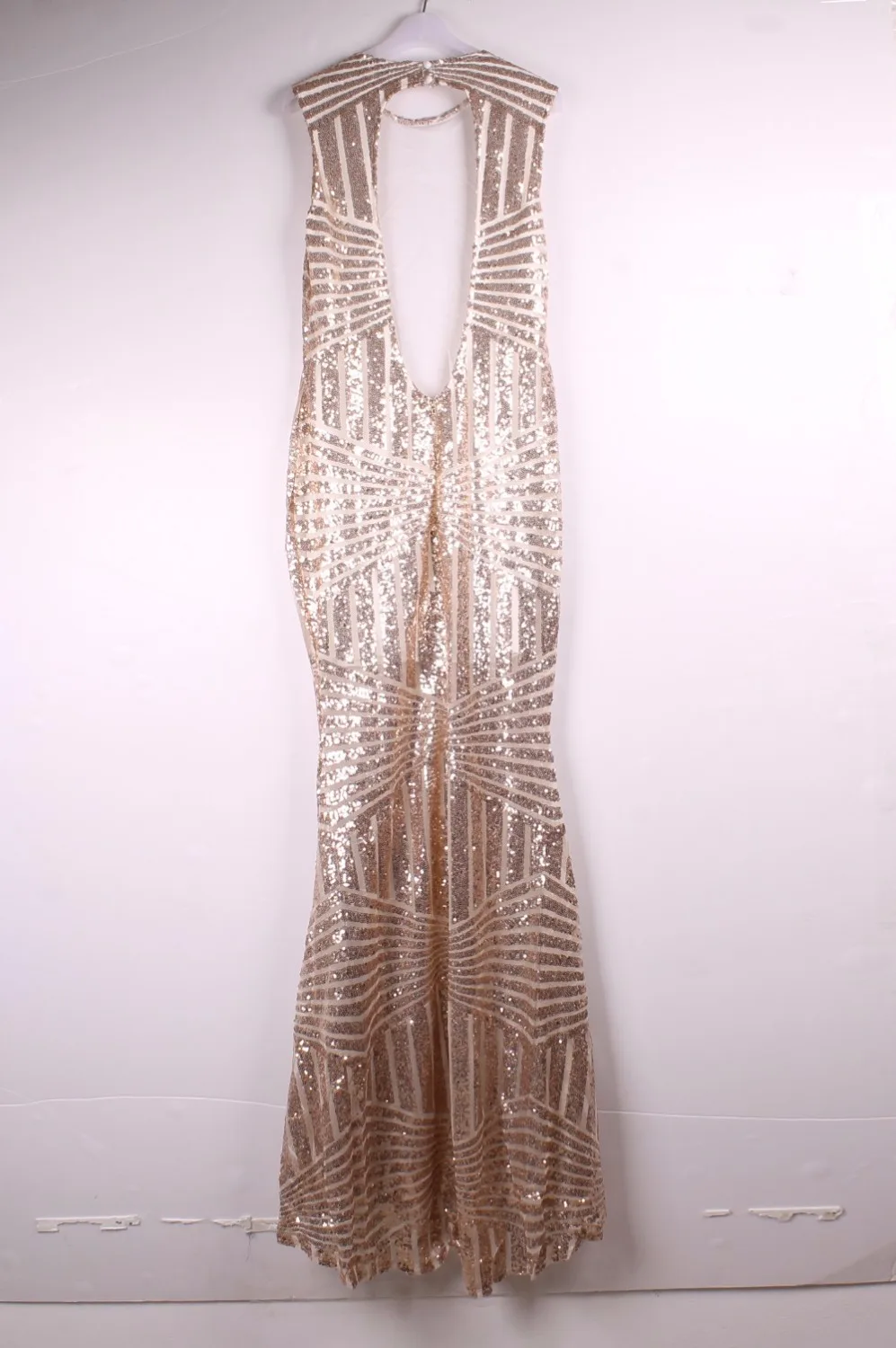 Женское длинное платье с блестками ADEWEL вечернее облегающее круглым вырезом|sexy