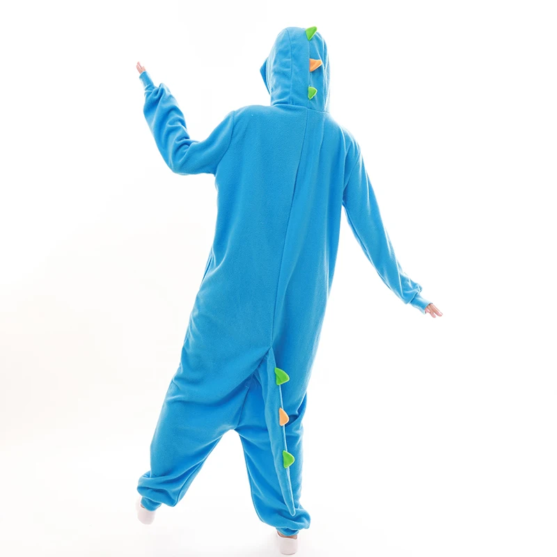 Пижама кигуруми для взрослых флисовая синяя с динозавром|carnival costume|dinosaur onesiepyjama