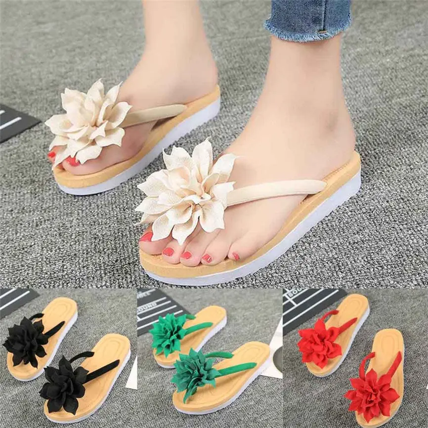 Женские шлепанцы сандалии летние модные Вьетнамки с цветочным узором на плоской