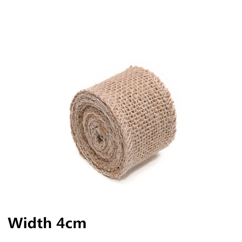 4cm width 2 м/рулон 3-15 см ширина натуральный джут, джутовая ткань, мешочная ткань лента винтажная простая для свадебного упаковка для рождественских подарков вечерние украшения - Цвет: 4cm width
