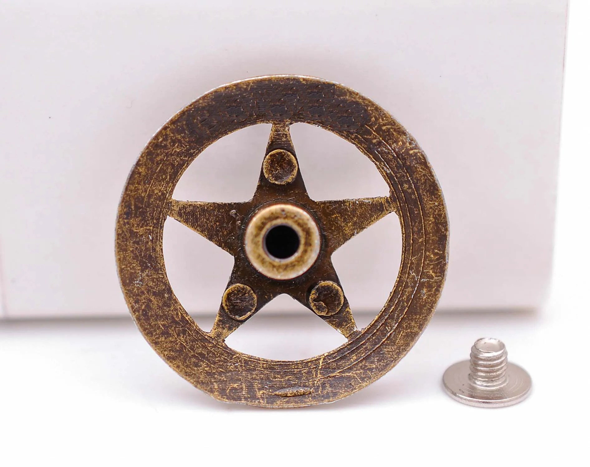 1" Brass Cowboy Texas Star Leathercraft Hatband Belt Handbag Stud Rivet Conchos Button Screwback 20pc